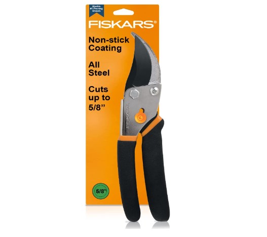 Fiskars Gardening Tools: Bypass Pruning Shears, Sharp Precision-ground Steel Blade, 5/8” Plant Clippers (91095935J)