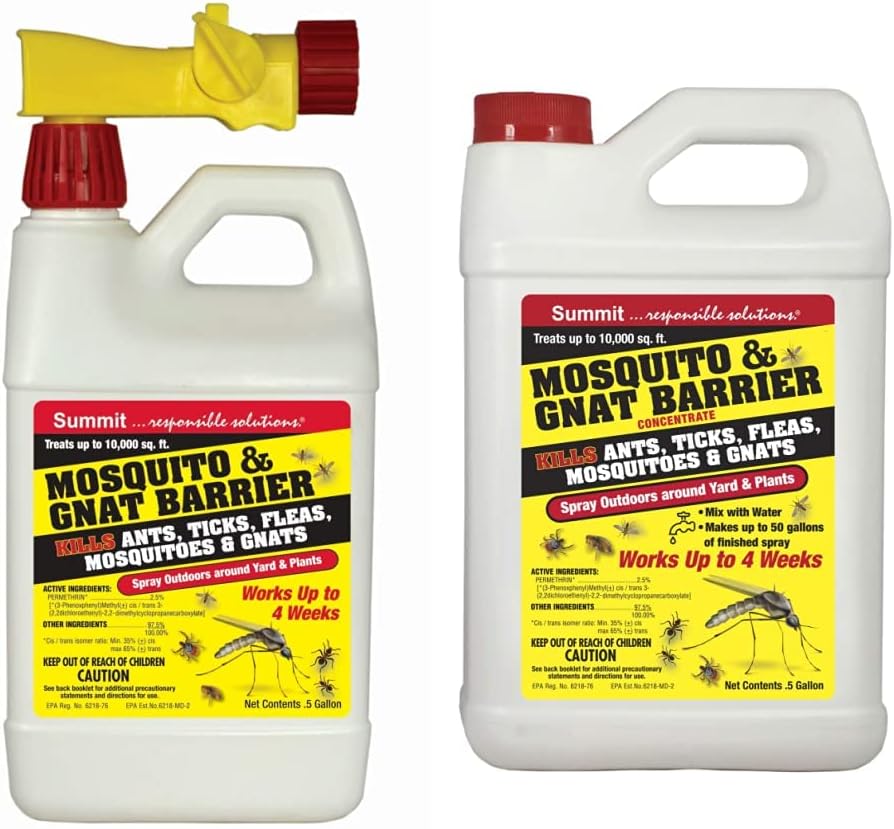 Summit Mosquito and Gnat Barrier Covers 10,000 Square Feet, 1/2 Gallon and Summit Mosquito & GNAT Barrier - Concentrate -for Insects, 1/2 Gallon, Natural (031-6)